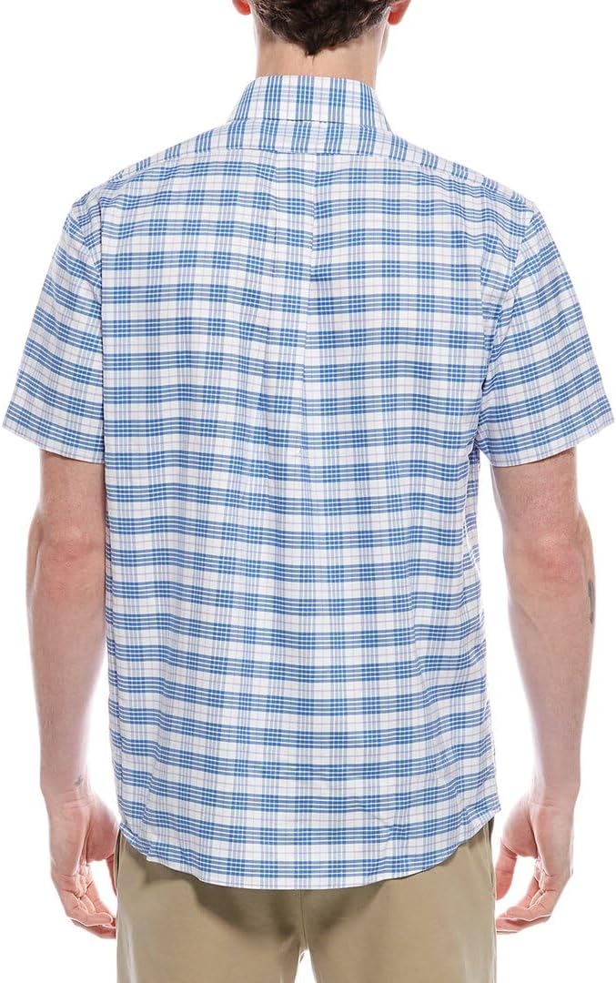 Brooks Brothers Mens Regent Fit Cotton Short Sleeve Mix Plaid Button Down Shirt,