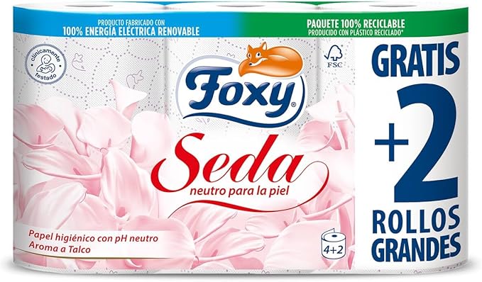 Foxy Seda Papel Higiénico con pH Neutro - 6 Rollos