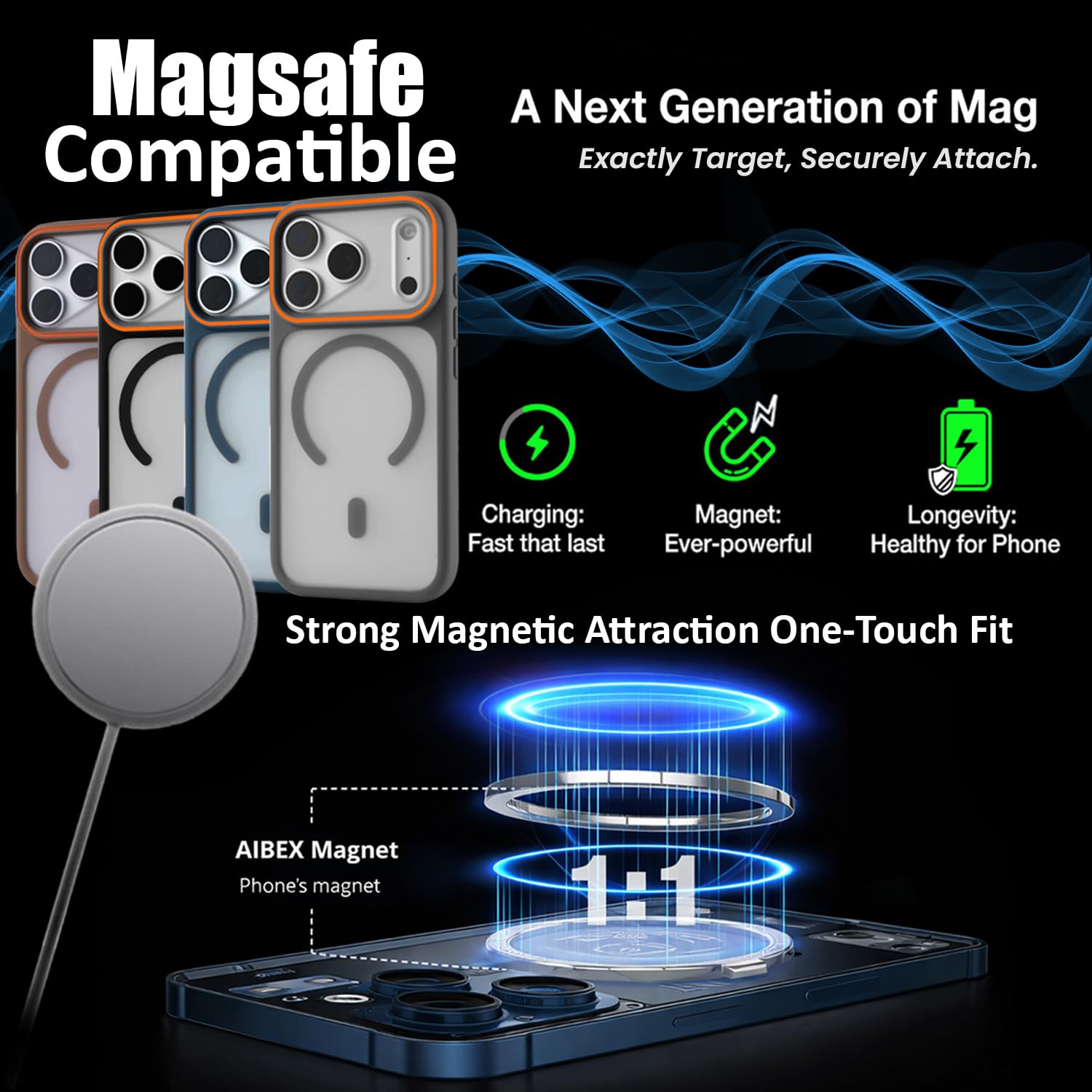 AIBEX Magnetic Compatible for Apple iPhone 18 Pro/Apple iPhone 17 Pro– Slim Protective Back Cover with Camera Lens Protection, Strong Magnetic Support, Anti-Slip Grip, Military Grade (Grey) — Amazon image 5
