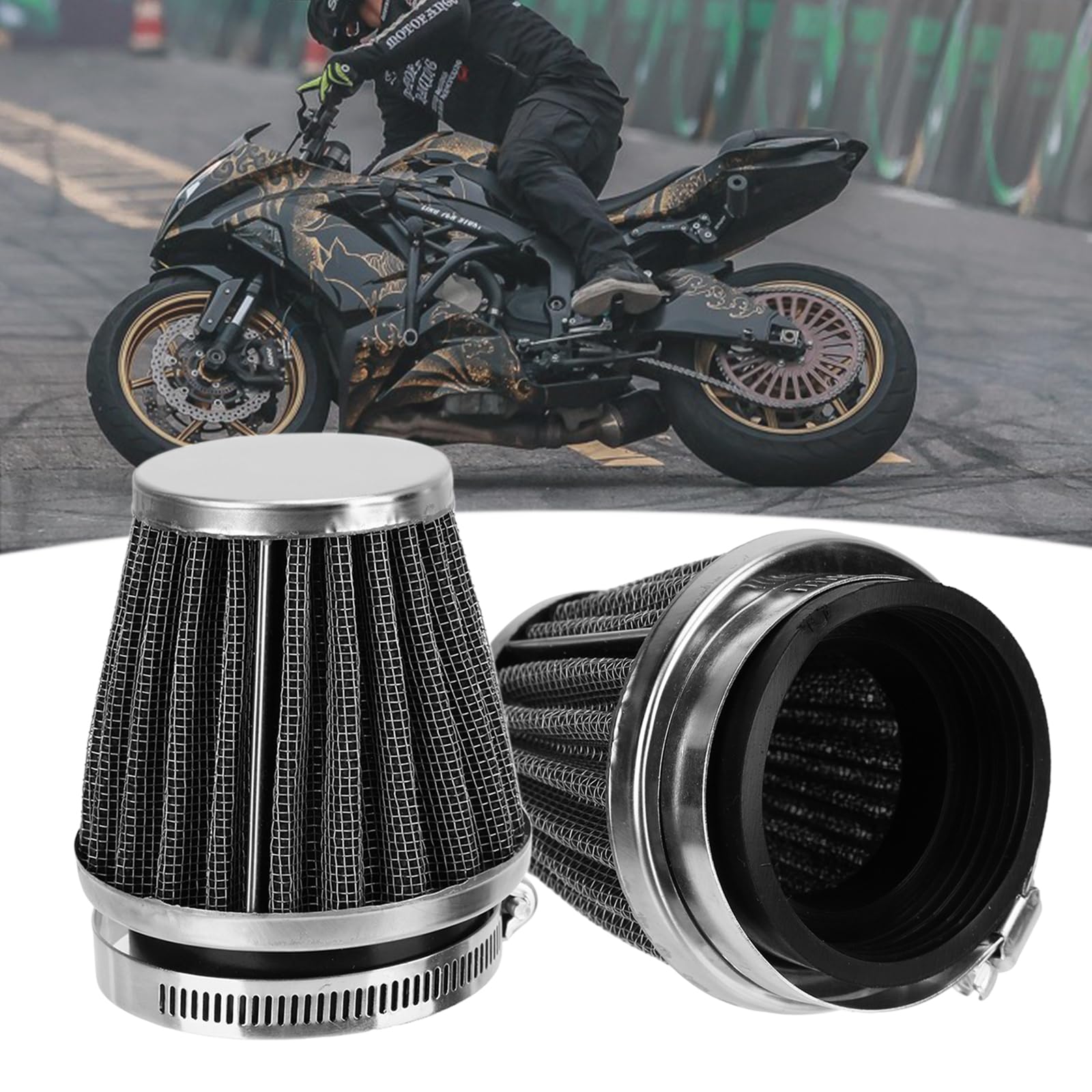 Amazon | パワーフィルター バイク 汎用 バイク用 カーボン調 エア