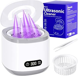 Estefanlo Ultrasonic Retainer Cleaner, 45kHz Retainer Cleaner Machine with LED Digital Auto Timer, 200ML Ultrasonic Cleaner wiht 3 Retainer Cleaner Modes for Denture, Aligner, Mouth Guard,Night Guard