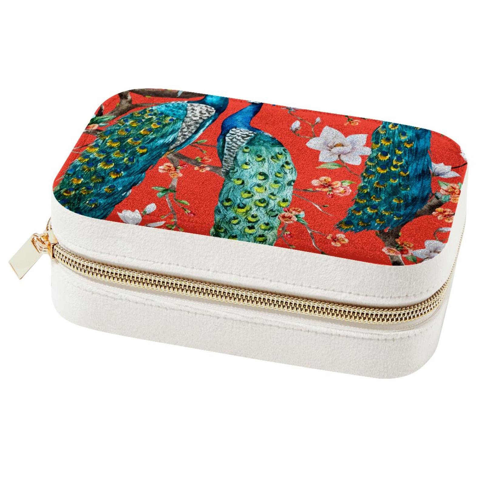 Organiseur de bijoux de voyage paon aquarelle pour valise