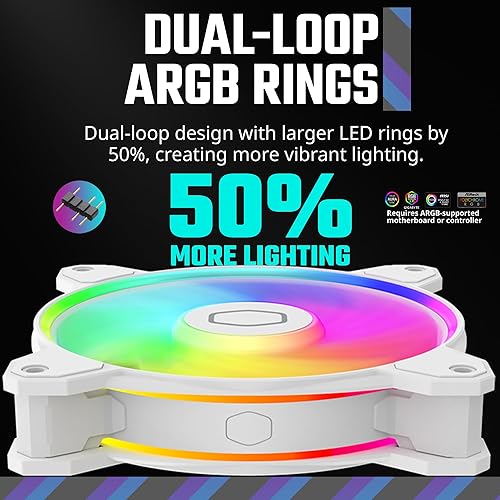 Miniatura 6 de Cooler Master Hyper 212 Halo - Enfriador de aire de CPU blanco ventilador MF120 Halo doble bucle ARGB cubierta superior de aluminio 4 tubos de calor