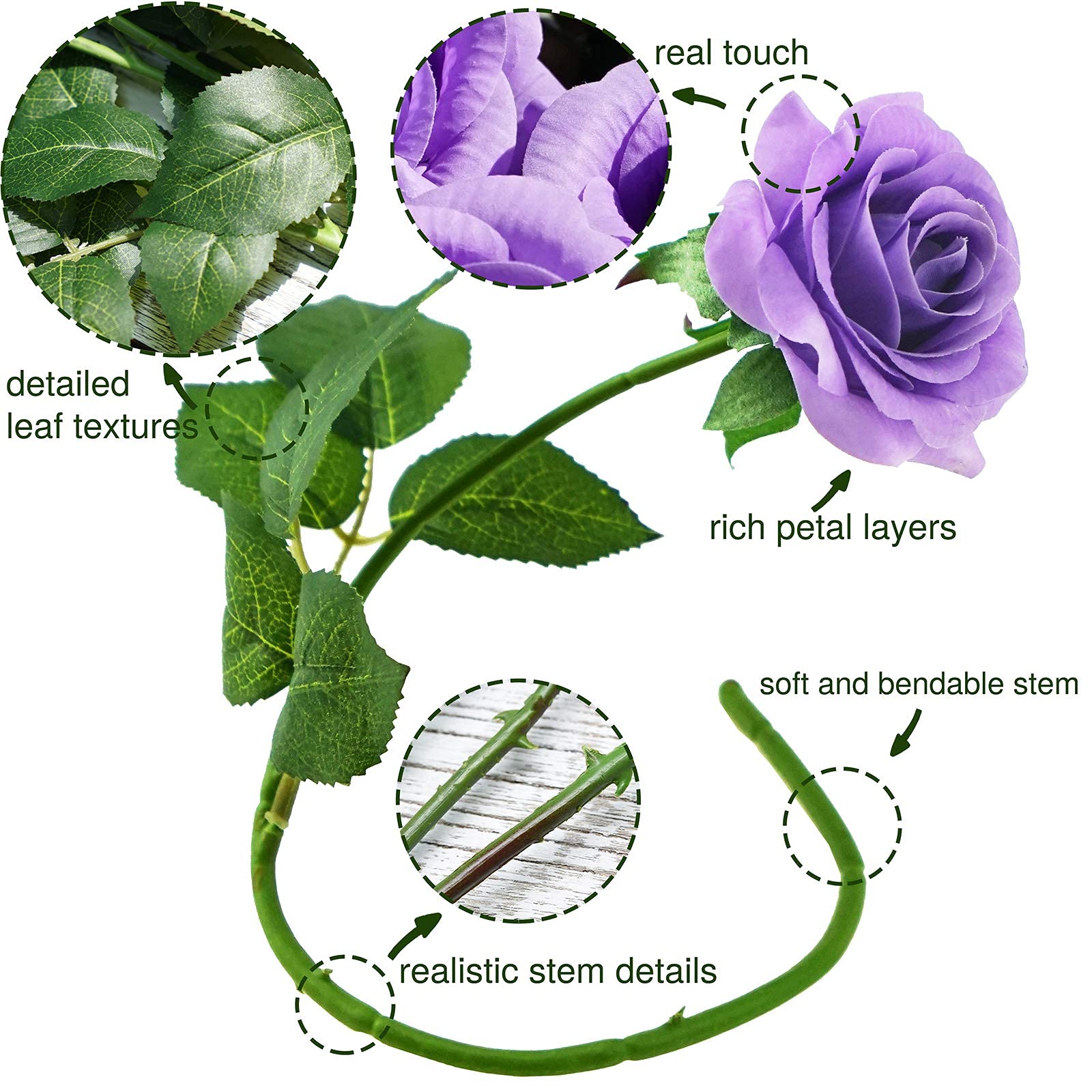 FiveSeasonStuff Real Touch Rose Artificiali Fiore 10 Gambi Rose di