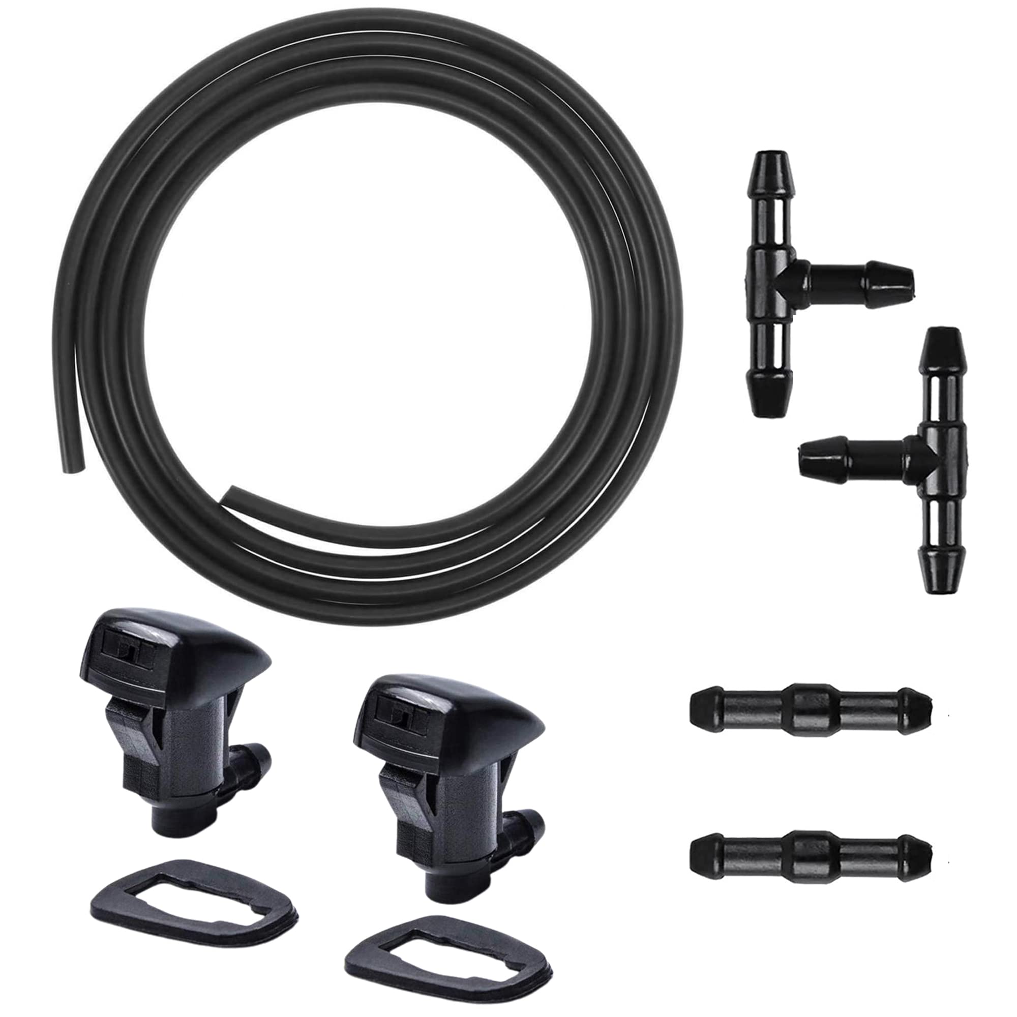 85381-AE020 Windshield Washer Nozzles Kit Compatible with Toyota Sienna Corolla Solara Tundra with 2 Meters Fluid Hose Connectors Gasket