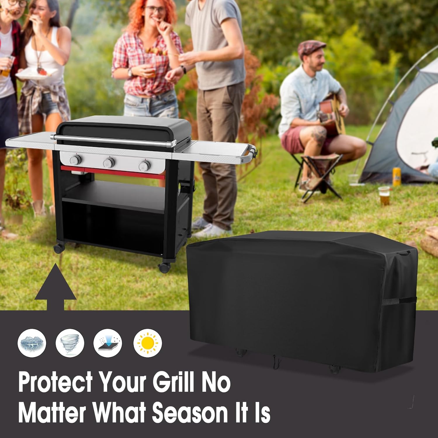 Grill Cover for Weber Slate 30", 71" Heavy Duty Waterproof Griddle Cover, Fits Blackstone Pro Series 36" Cabinet Griddles
