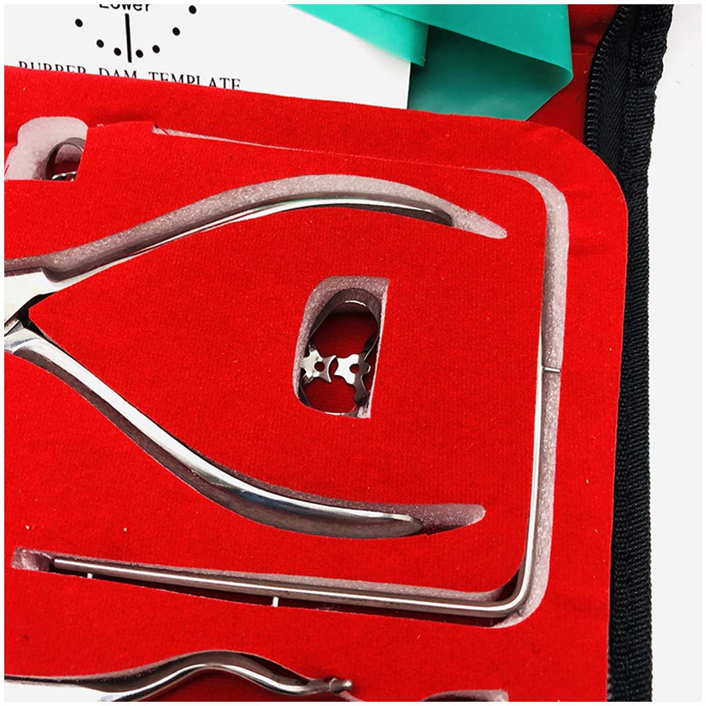 WJH Dique de Goma Kit - Dental Endodoncia dique de Goma Kit - con Marco de ponche Abrazaderas Instrumentos Dentales
