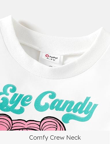 Miniatura 4 de L.O.L. Surprise! Conjunto de falda para niña, sudadera de manga larga con estampado de letras a cuadros, falda fruncida rosa, conjunto de ropa de 2