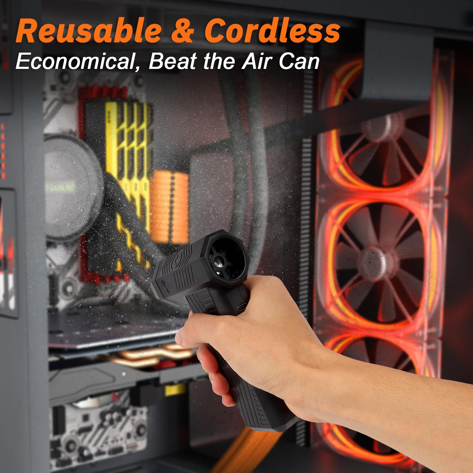 Longzhuo computer soffiatore elettrico, 200.000 giri al minuto, 4 velocità ​​ Eliminatore di polvere turbo ventilatore, adatto per computer, tastiere, automobili e pulizia domestica