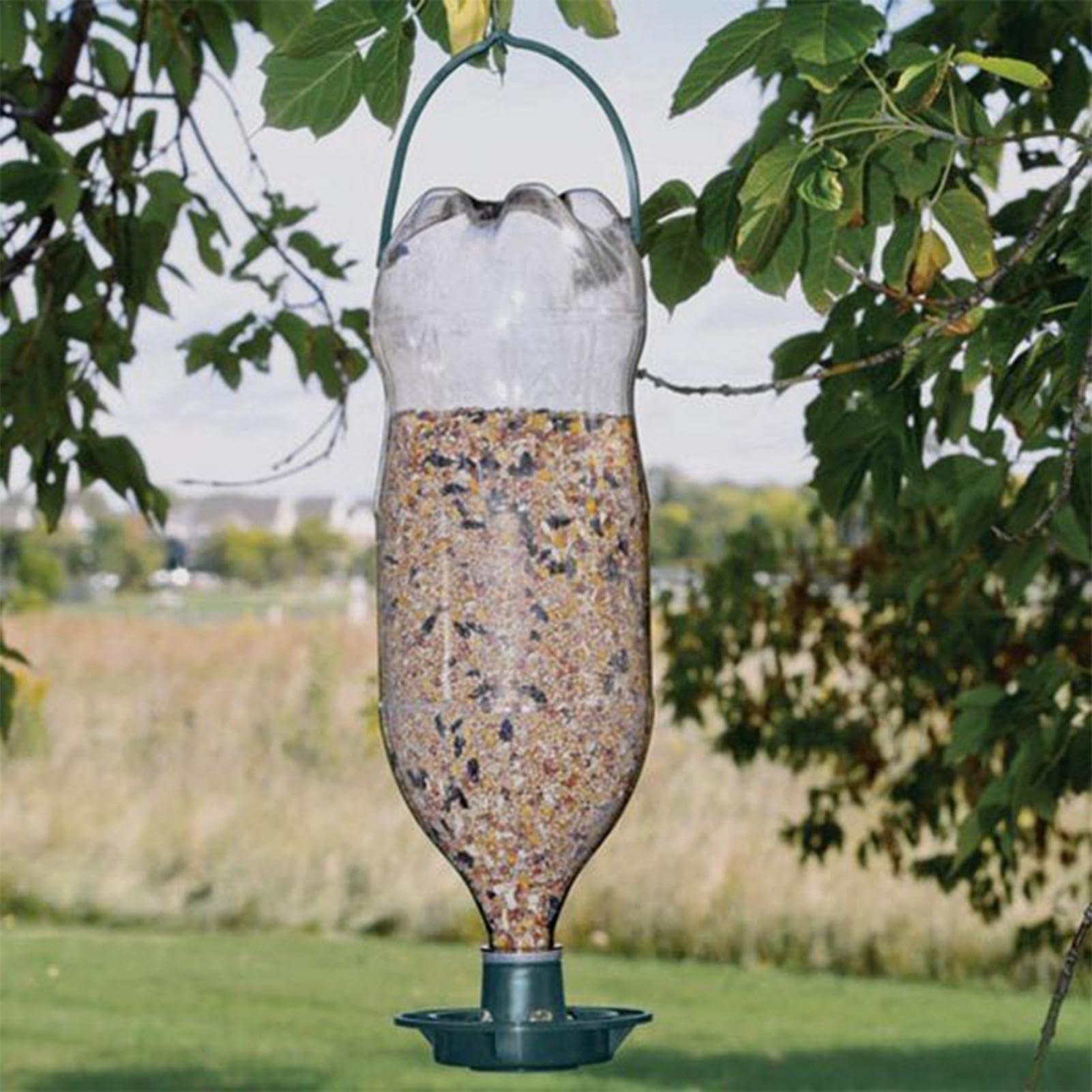 Vogelfutterstation Mit Flaschenaufsatz – Automatischer Samenspender Für Wildvögel, Aus Robustem PP, 12,5 Cm