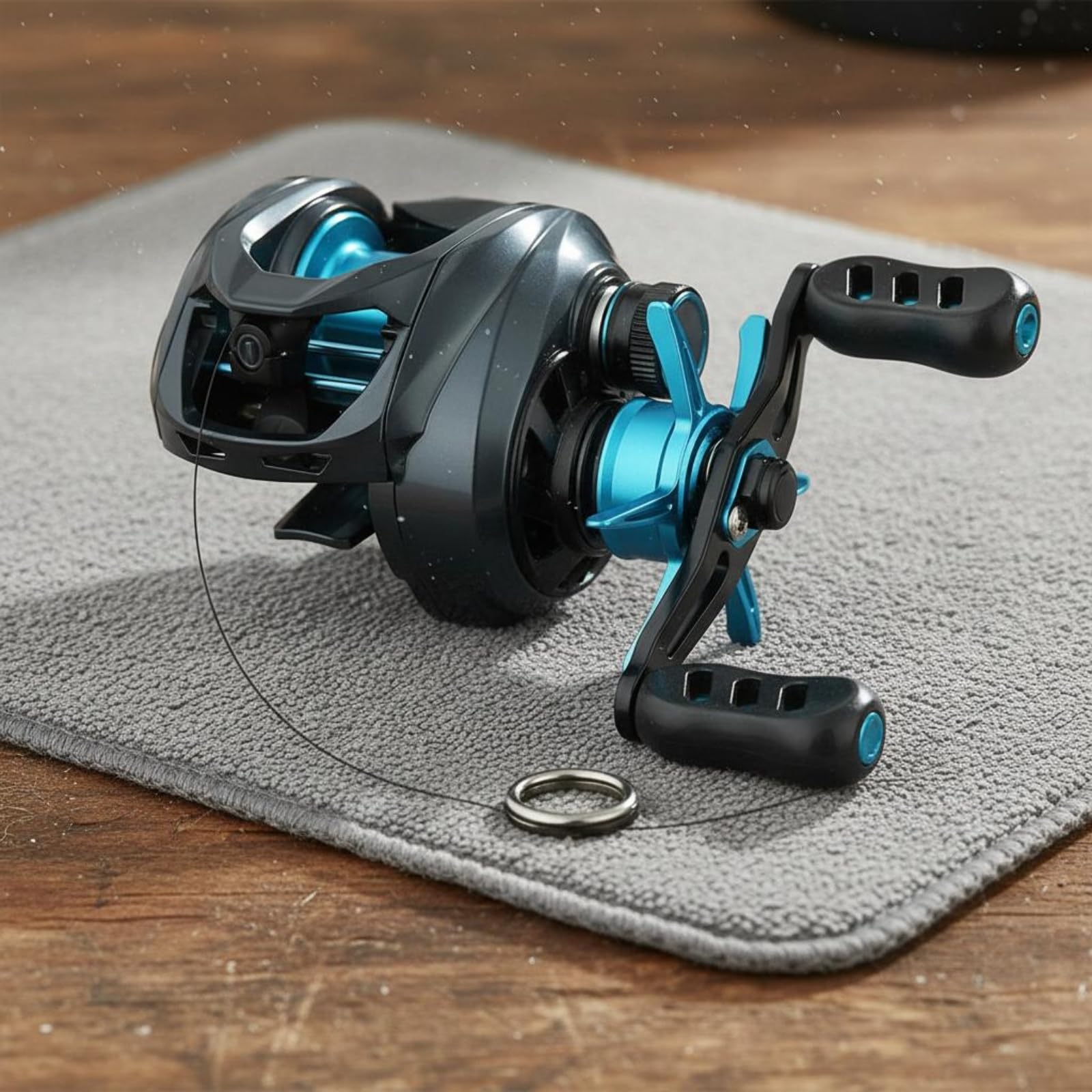 Carrete de Pesca Carrete Bobina Mango Freno con Control Lateral de Ajuste Forma Redondeada Estilizada Estructura Ligera y Estable Diseño Cómodo para