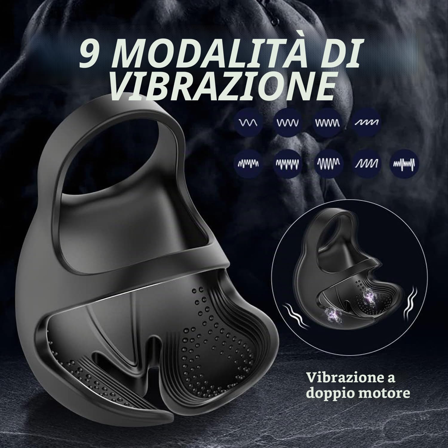Anello per Pene Vibrante con Vibrazione Testicolare, Vibratore Ad Anello per Pene in Silicone Impermeabile con Stimolazione dei Testicoli Regolabili, Giocattolo Sessuale Telecomandato per