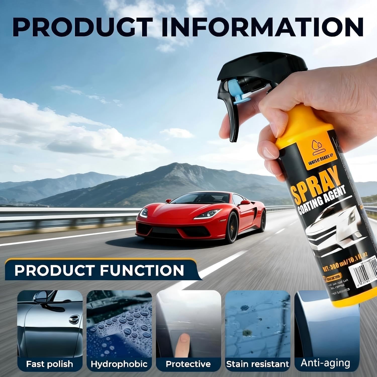 Berthg Ceramic Coating for Cars - Nano Hydrophobic Ceramic Spray Coating Agent, Easy-to-Spray Auto Paint Protection Kit with Microfiber Cloth for Car Coating Spray & Shine - Image 3