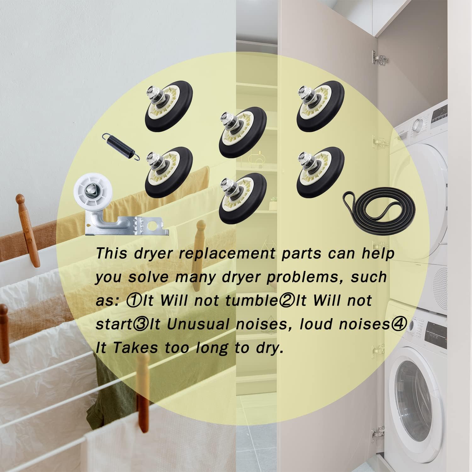 New Upgrade Dryer Roller Replacement Kit Fit for Lg or Kenmore Dryer, 4581EL2002C, 4561EL3002A, 4400EL2001D for DLEX8000V 79681072310 Dryer Drum Roller Kit Made of Premium Quality Material
