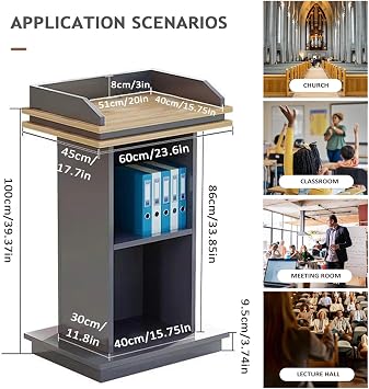 Wooden Podium Stand, Pulpit with Wooden Heavy Base, Office Conference Room Podium Table, Podium Desk for Teacher Auditorium Classroom,B