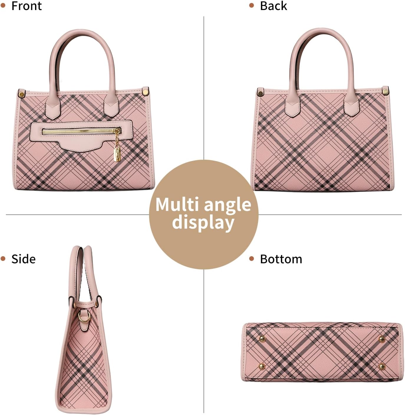 Purses and Handbags for Women, 3Pcs Women's Handbags Fashion PU Leather, Tote Shoulder Top Handle Satchel Purse Bags