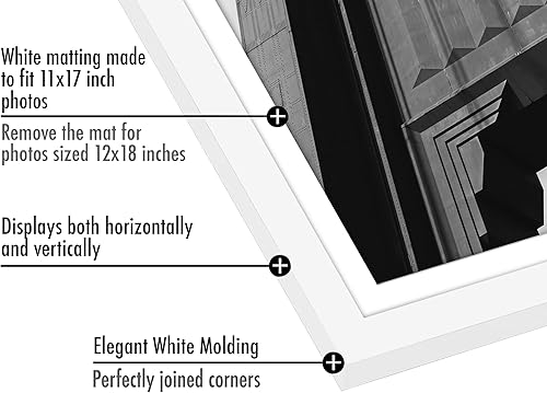 Vista 455 de Americanflat Portarretratos de 8 x 12 pulgadas con plexiglás pulido, juego de 2 portarretratos de 6 x 8 pulgadas con paspartú o para fotos de 8 x 12