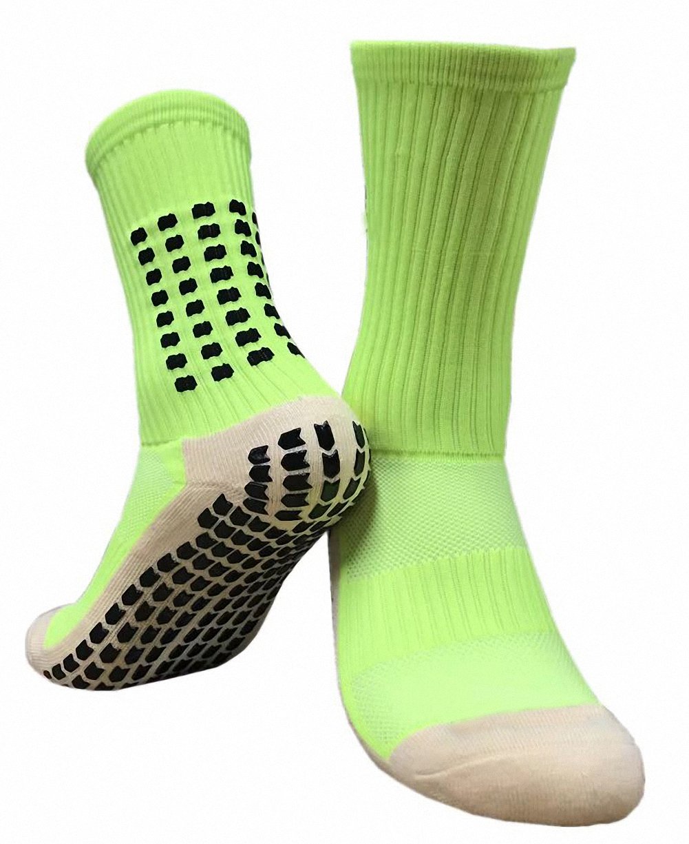 Ulalaza Sports Socks Mens and Womens Socks Thicken Cushion Crew with Rubber Dots Anti Slip for Football Running Training Walking Baseball Soccer and Hiking