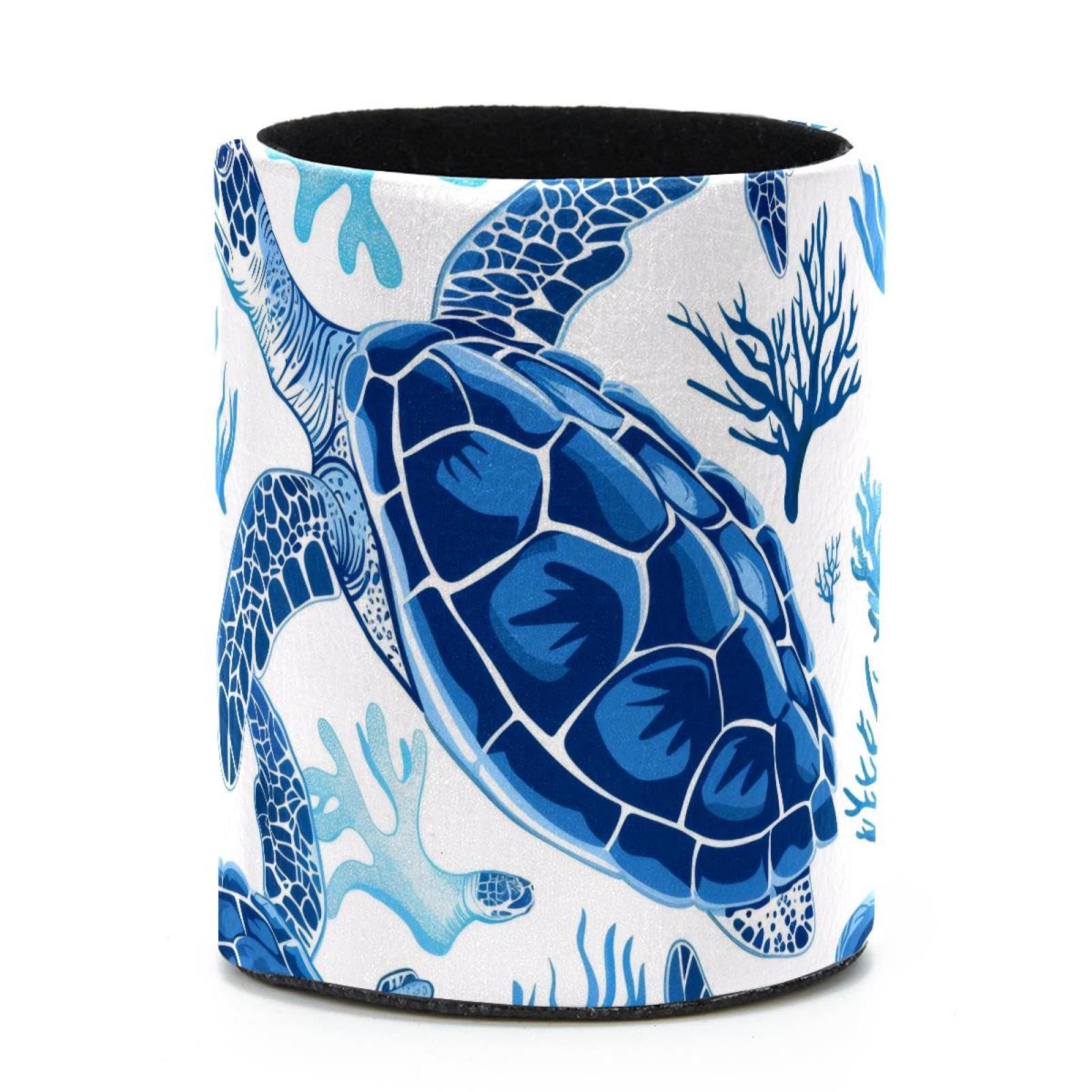VAPOKF Round Pencil Holders for Desk, Ocean Turtle Pen Holders Pen Pot Makeup Brushes Storage Desktop Stationery Supplies Organiser for Home Office