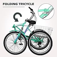 Vista 15 de H&ZT Triciclo para adultos, bicicleta de 3 ruedas, triciclo crucero, con engranaje de 7 velocidades, mango de freno de estacionamiento, escalón