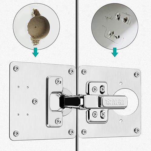 Miniatura 3 de Placa de reparación de bisagras de gabinete, kit de soportes de reparación de bisagras de acero inoxidable, kit de placa de reparación de bisagras