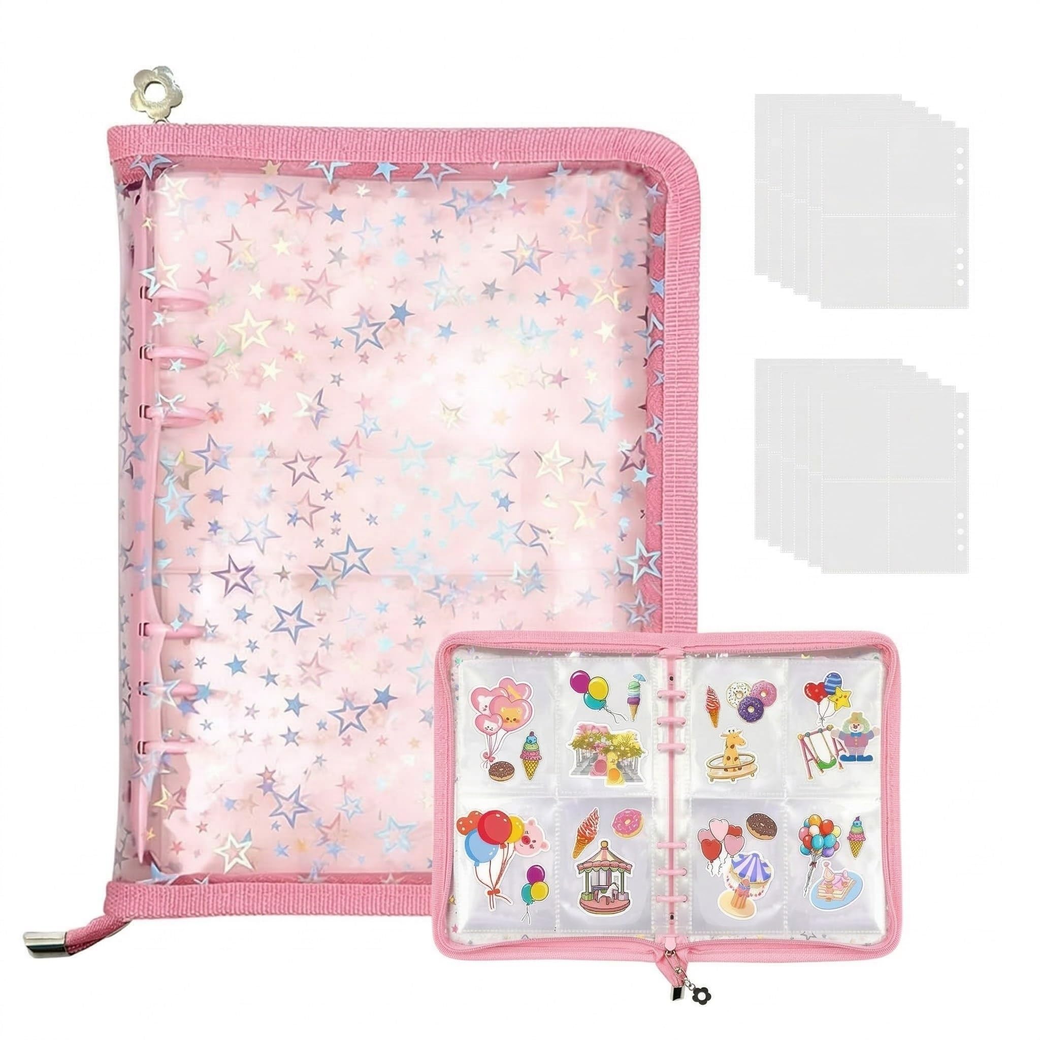 Amazon | シール帳 a5 大きめ 透明 シール手帳 チャック付き キラキラ