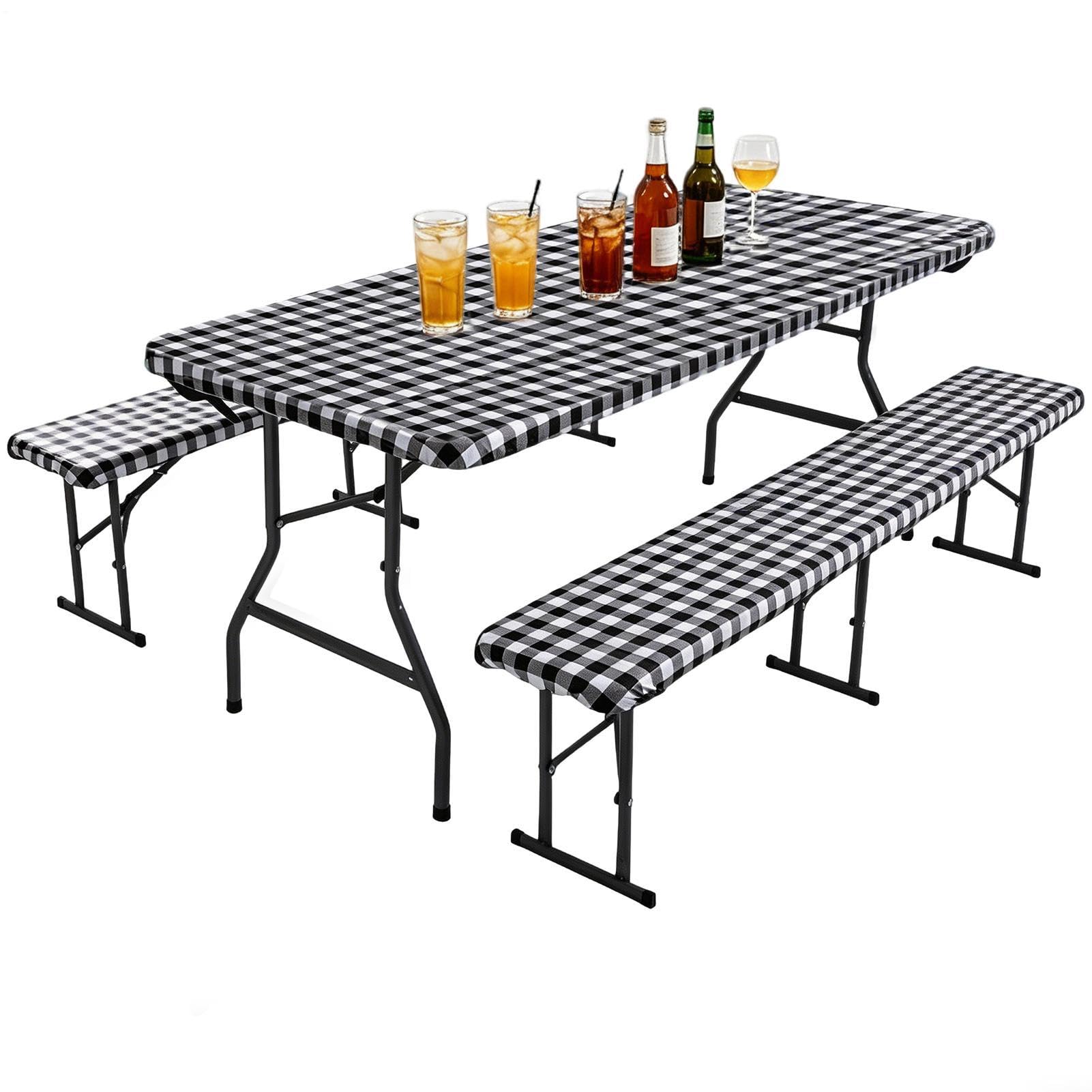Nappe de pique-nique pliable étanche avec ses housses de banc assorties