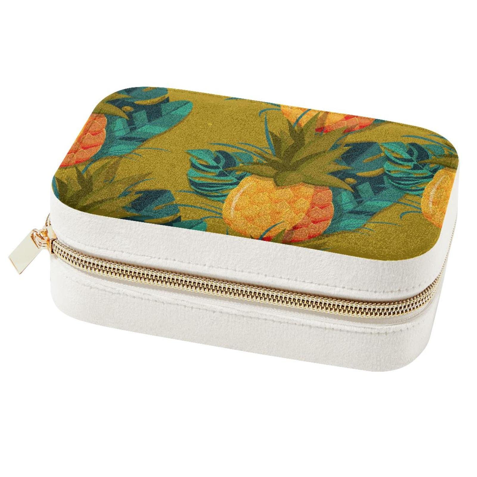 Boîte à bijoux de voyage en velours ananas et fruits colorés pour bagage