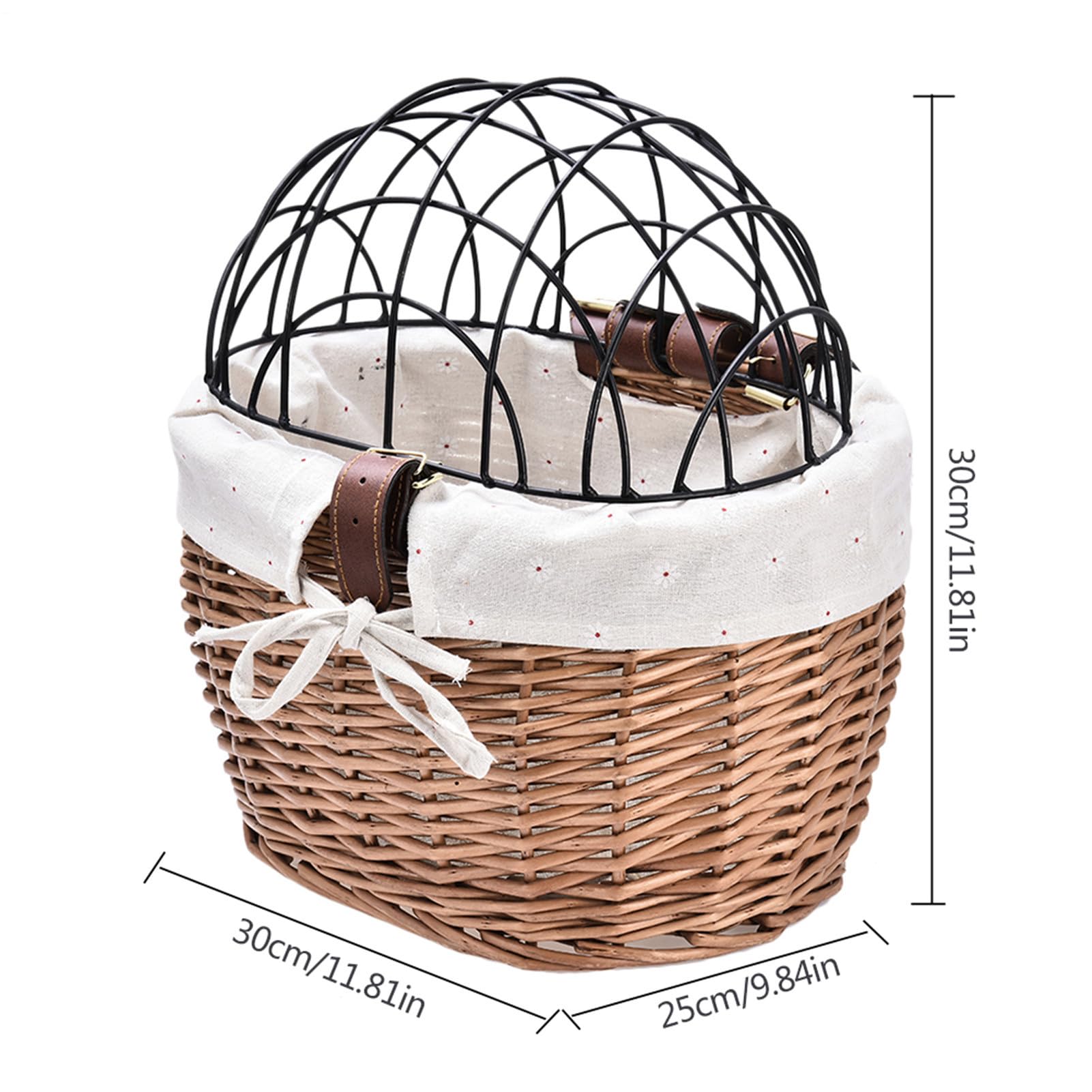 Willow kosz rowerowy, siatka druciana, wiklinowy kosz rowerowy dla małych | psów, kotów, zdejmowany bagażnik dla zwierząt domowych, przód dla , szczeniaka i kotów
