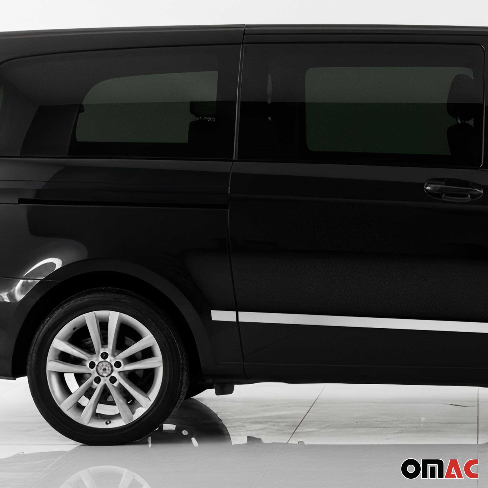 OMAC Seitentürleiste Türschutz Compatible con Mercedes Vito 2014-2026 L3 Langer Schiebetür Cromado