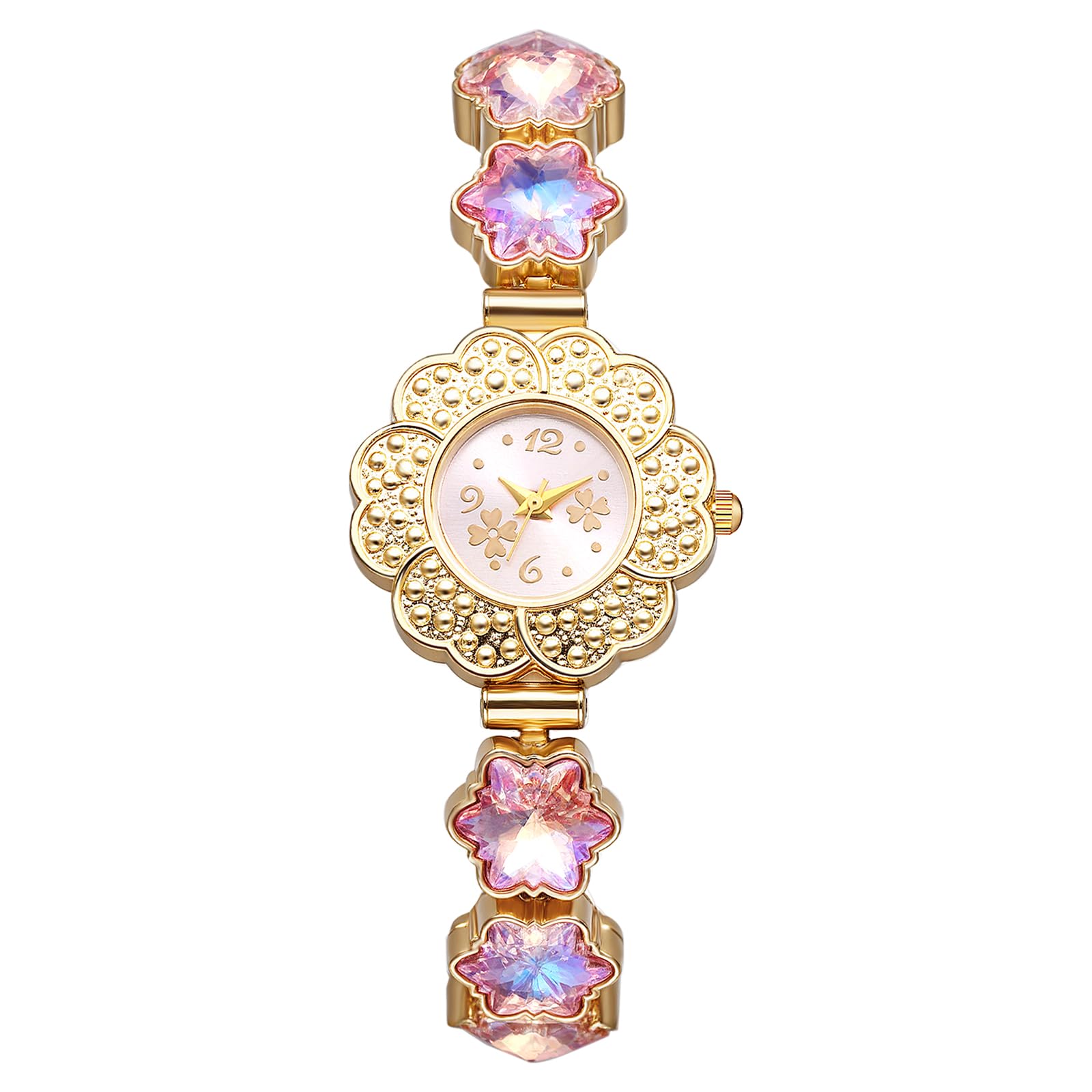 OIDEA Damen Blume Armbanduhr mit Kristalle: Zartes Blütengehäuse Funkelnde Strass Quarzuhr Damenuhr Bunt Dünn Metallarmband Freizeit Party Abendkleidung Geschenk für Frauen Freundin