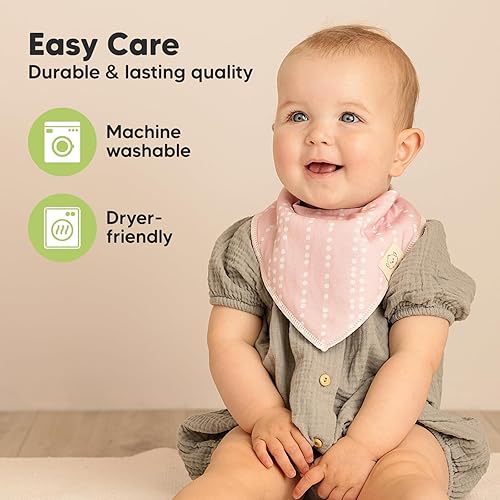 Miniatura 268 de KeaBabies 8 unidades de baberos tipo bandana orgánicos para niñas - Baberos tipo triángulo súper absorbentes para bebés que babean y están en