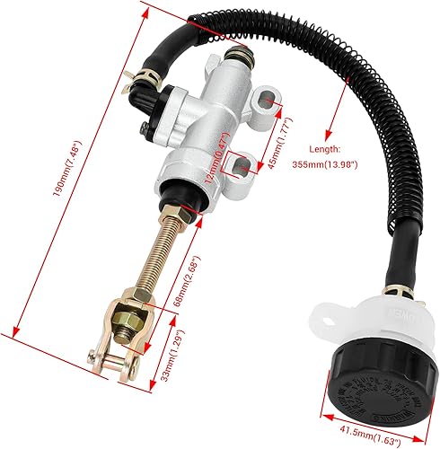 Miniatura 2 de YOXUFA Línea de manguera de depósito de cilindro maestro de freno trasero para 90cc 110cc 125cc 150cc 200cc 250cc Arctic Cat Suzuki Chinese ATV Quad