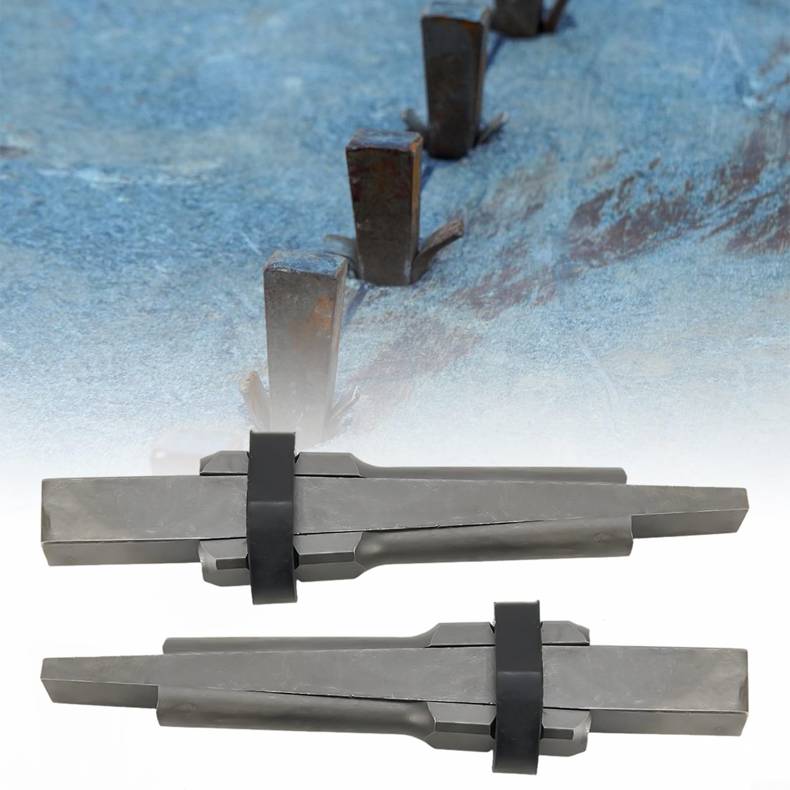 Cuñas de metal de 23 mm para piedra de roca de hormigón, juego de divisores para granito, mármol, herramienta de mano, 2 piezas, gris