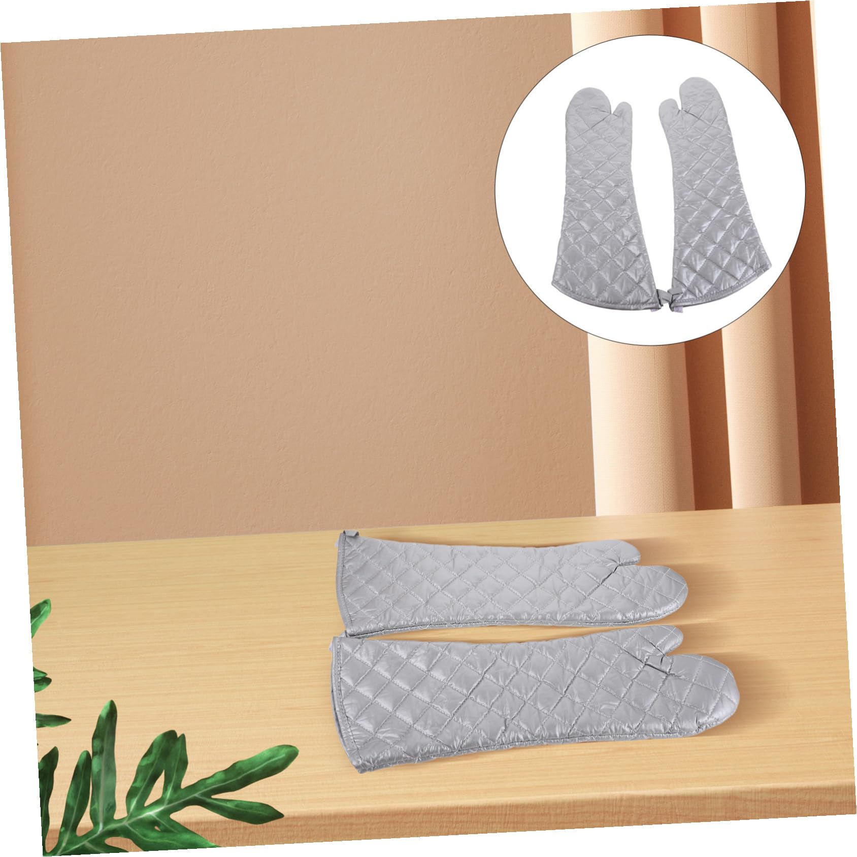 1 Paar Ofenhandschuhe aus Polyester Baumwolle Hitzebeständig für Küche | Ergonomisches Design, Multifunktionale Nutzung, Silberfarben, für Air Fryer und Backen