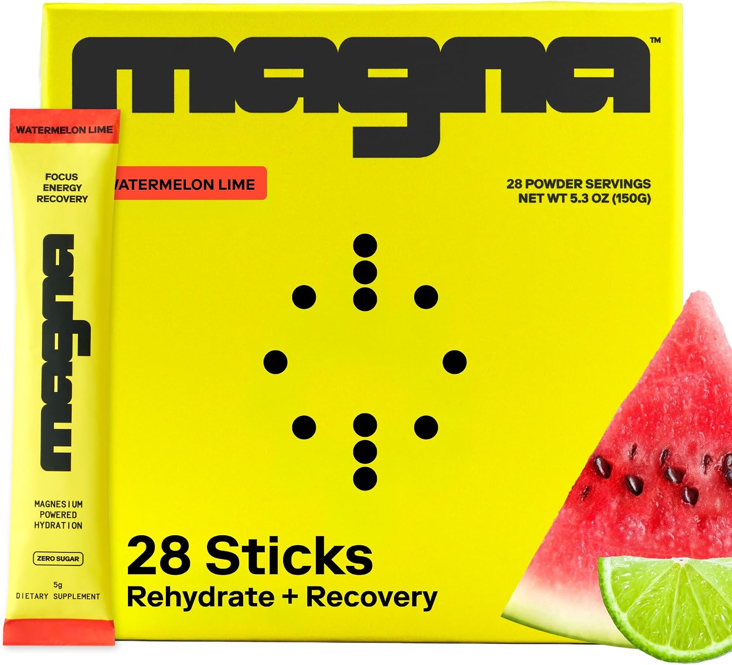 MAGNA Post Workout Nutrition Powder Drink Mix for Hydration, Energy & Focus Support (28 Servings, Watermelon Lime)