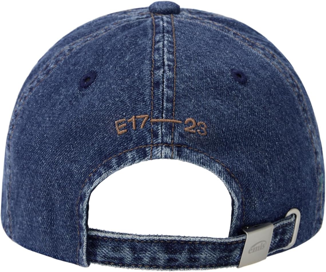 EMIS Washed Denim Baseball Cap Logo Adjustable Unisex Casual Streetwear Hat