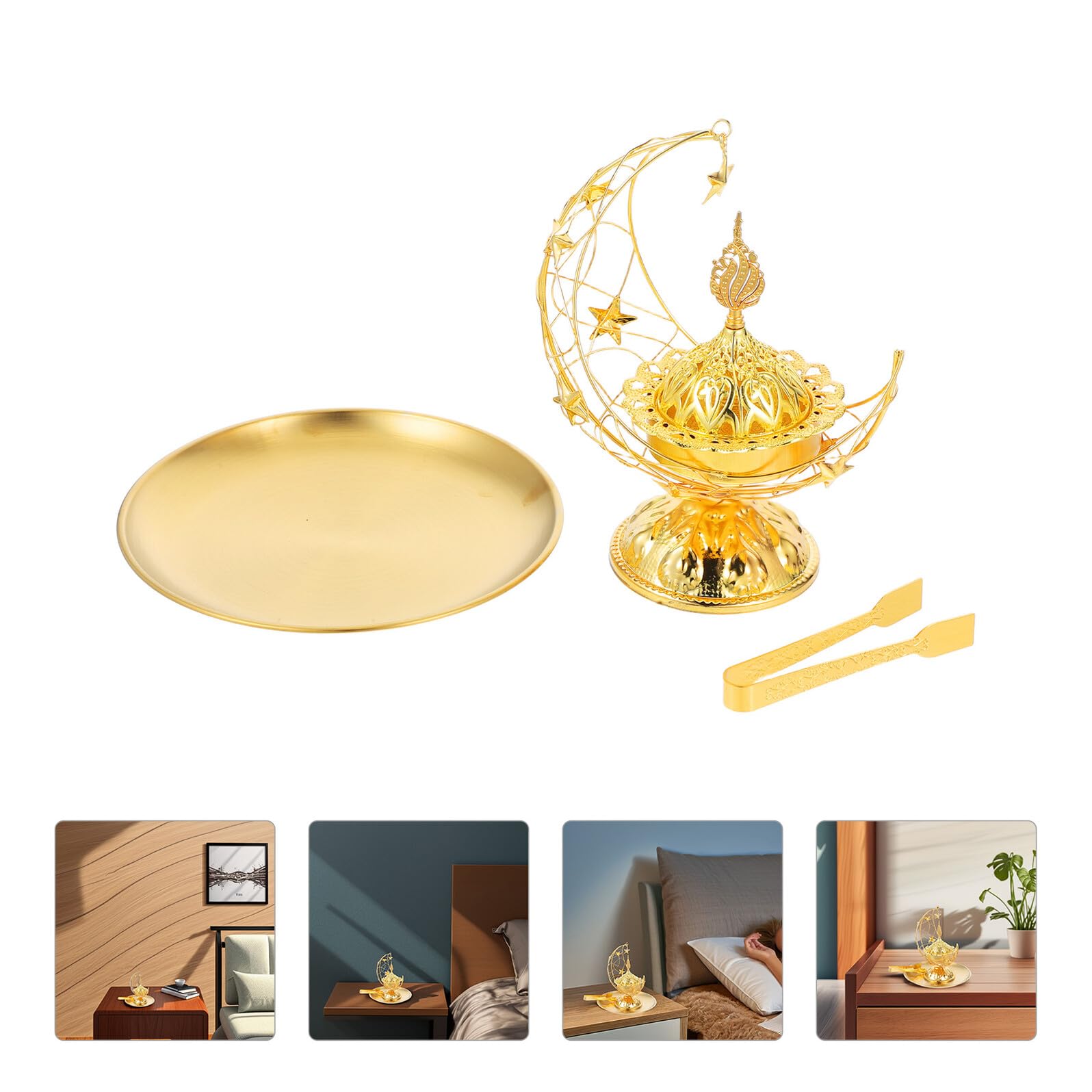 Goldene Metall Räucherpfanne als Halter Satz für Eid Deko