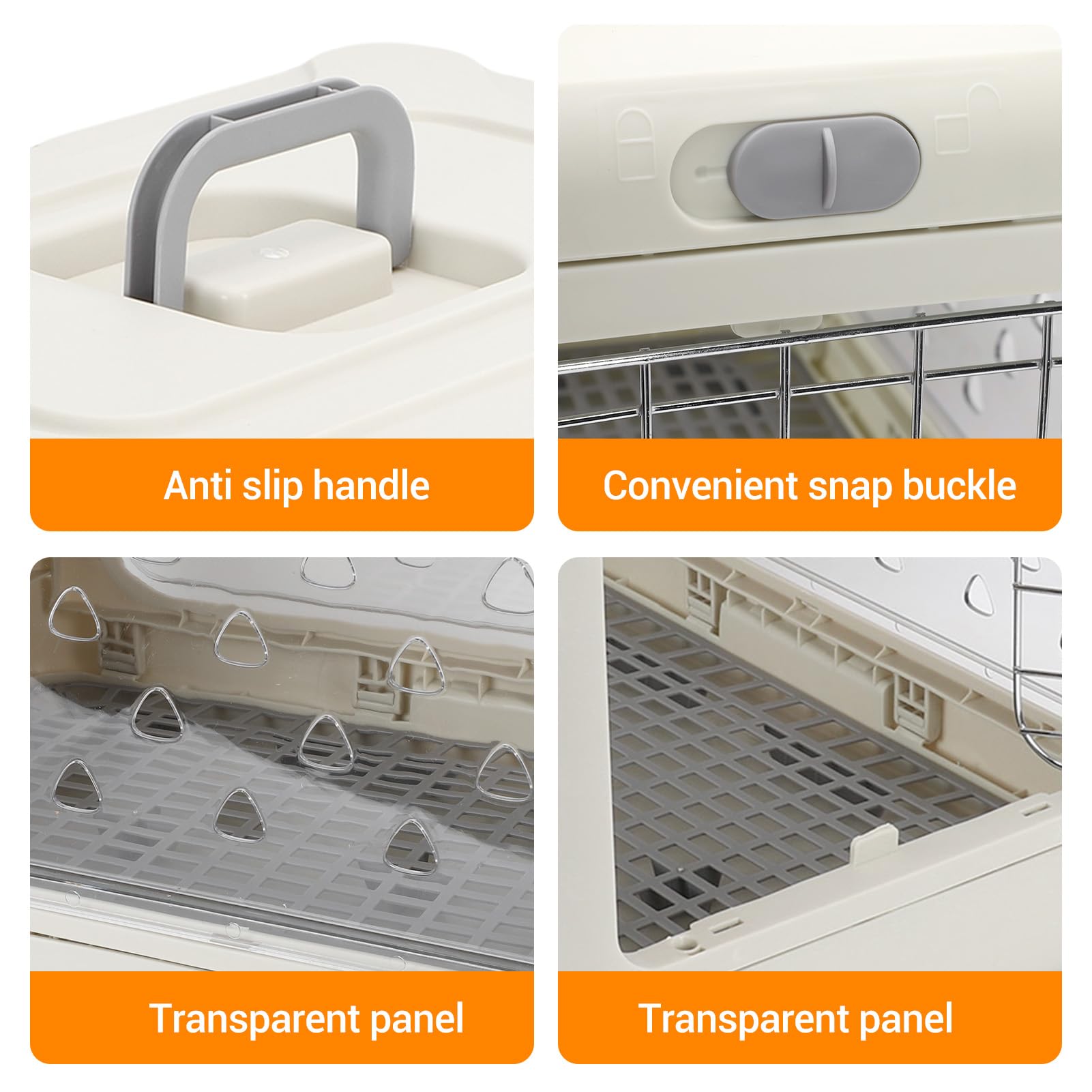 Große, Faltbare Katzenbox aus Kunststoff für Reisen, Tragbare Katzentransportbox, Transparente Reise-Haustiertransportbox für Flugzeug, Auto, Entworfen für Viel Platz,