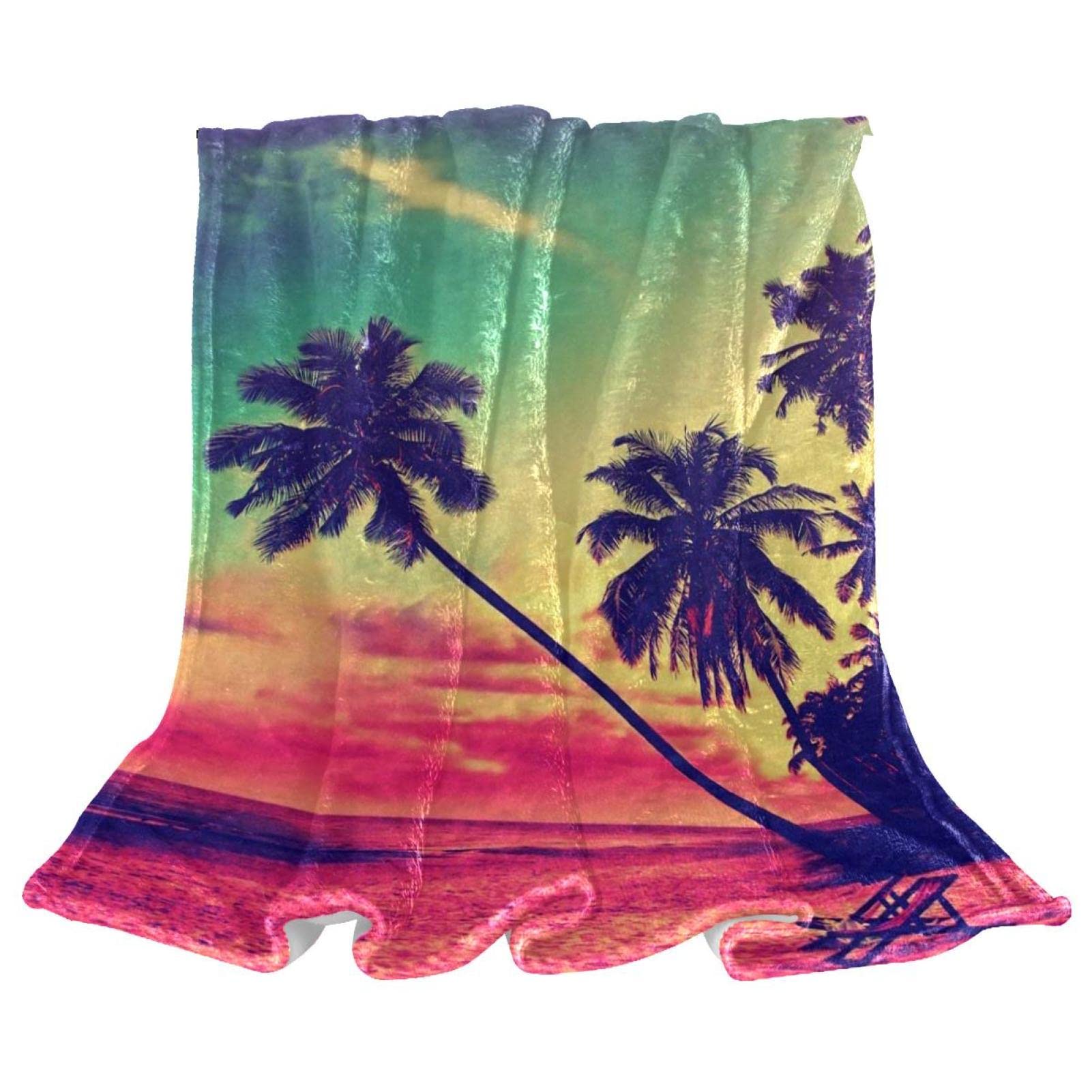 Couverture de lit Confort Doux et Moelleux Motif Cocotier Sea