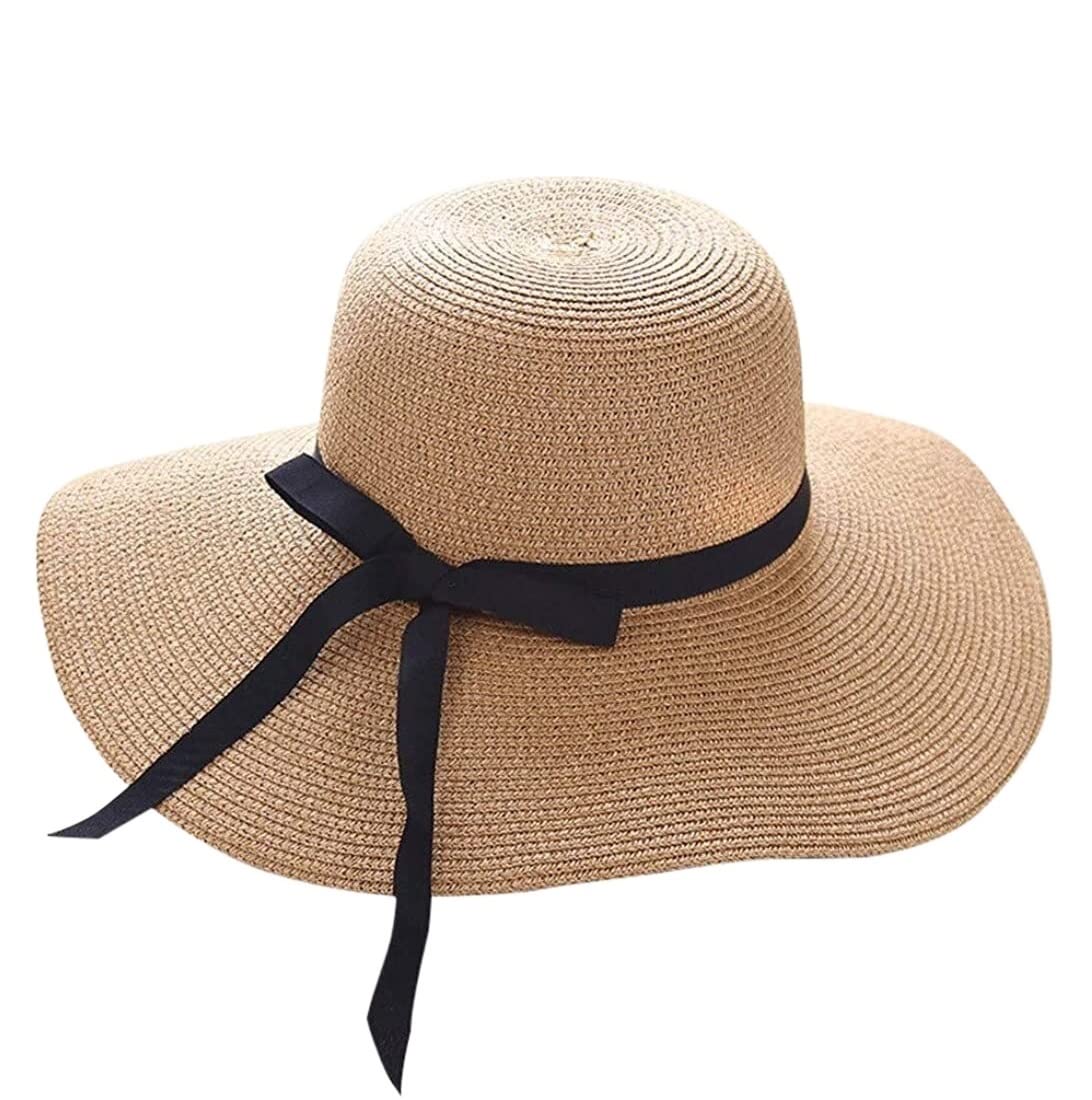 Casquette Visiere Femme, Summer Chapeaux De Soleil en Paille Pliable Beach Brim Ladies Floppy Sun Hat Summer Women for Surf Pliable, Chapeau de Plage