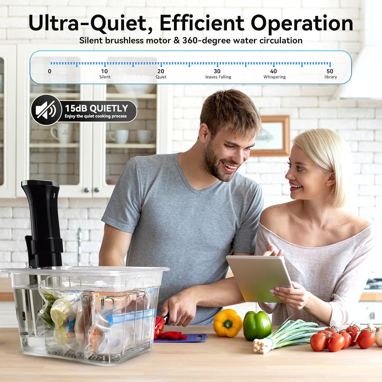 Cocina Sous Vide, circulador de inmersión de 1100 W para máquina Sous Vide, con pantalla táctil, control preciso de temperatura, cocina de precisión, perfecta para comidas tiernas y jugosas
