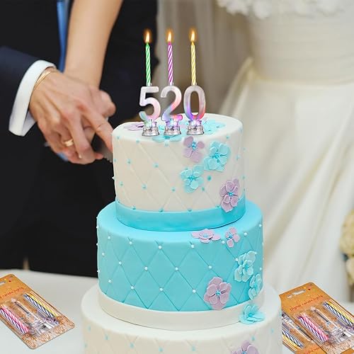 Miniatura 5 de Boao El juego de 50 velas de número de cumpleaños incluye 10 velas LED multicolor intermitentes con carcasa transparente y 40 velas de cera (estilo