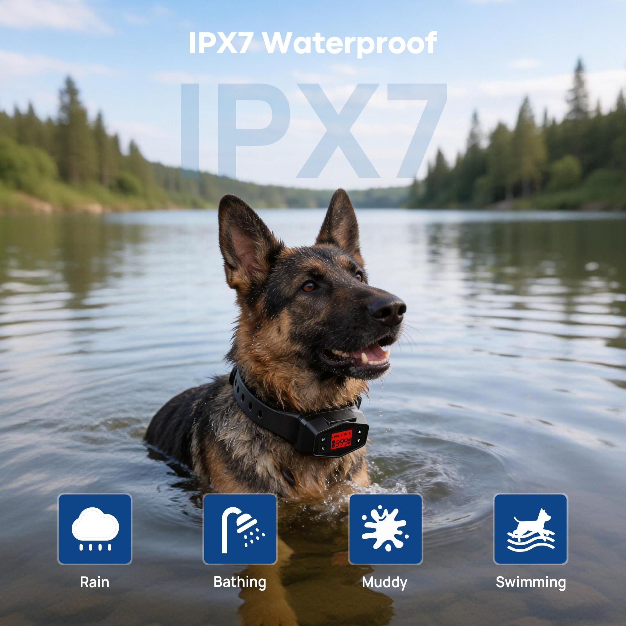 Recinzione senza fili per cani IPX7 impermeabile con collare GPS