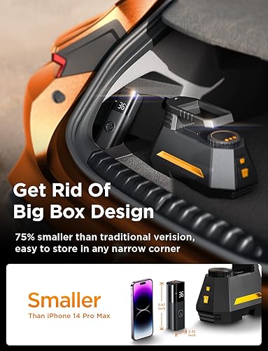 Miniatura 4 de LISEN Tire Inflator Portable Air Compressor for Car Tires 12V Ultra Small Air Pump for Car Tires 38Lmin Super Fast Inflate 150 PSI LED Light Digital