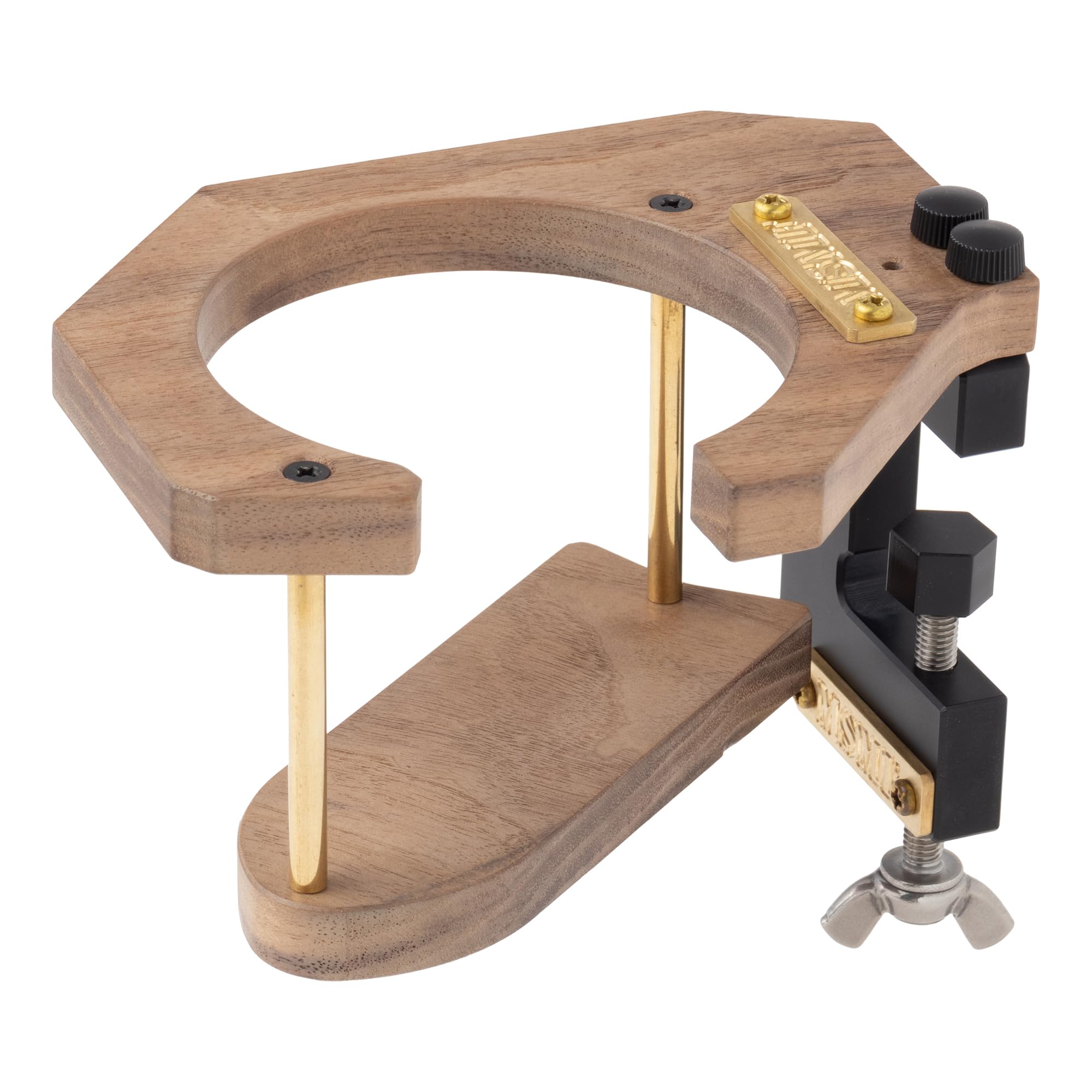 MSMF DRH-WA×BR Drink Holder for Chair with Elbow Rest Walnut x Brass, Approx. Height 4.1 inches (10.5 cm), Width 4.7 inches (12 cm), Length 6.5 inches (16.5 cm), 12.3 oz (350 g)