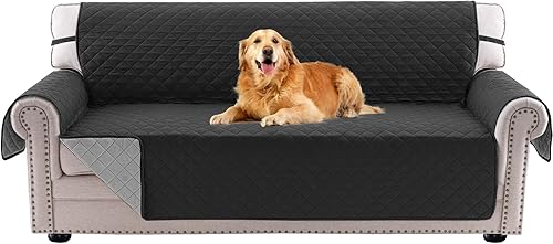 Miniatura 11 de PrinceDeco Funda de sofá reversible lavable para sofá de 2 plazas, protector de muebles con correas elásticas para mascotas, niños, perros y gatos