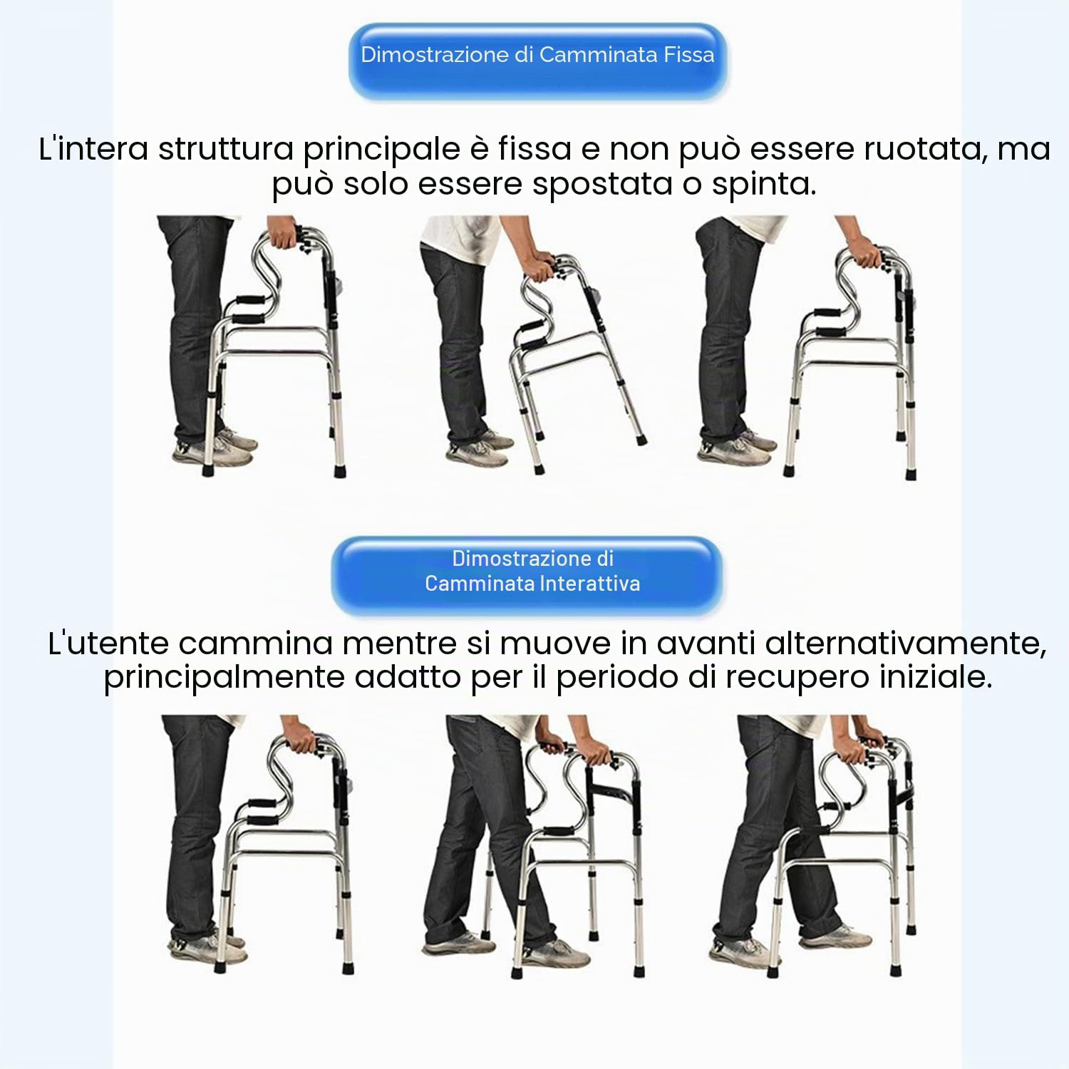 Deambulatore Pieghevole,Deambulatore Per Anziani,Senza Ruote,Girello Per Anziani,Impugnatura Ergonomica Con Rivestimento Antiscivolo,Leggera,Con Portata Fino a 180 Kg,Pieghevole