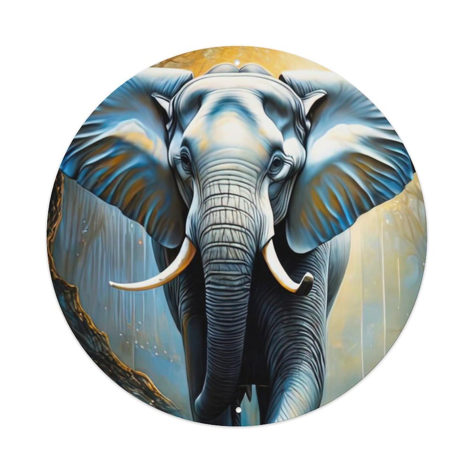 Animal Artwork Slowly Coming Elephant Vintage Metal Tin Sign Plaque Wall Decor for Cafe, Club Bar, Office, Garden Metal Poster 8x8Inch