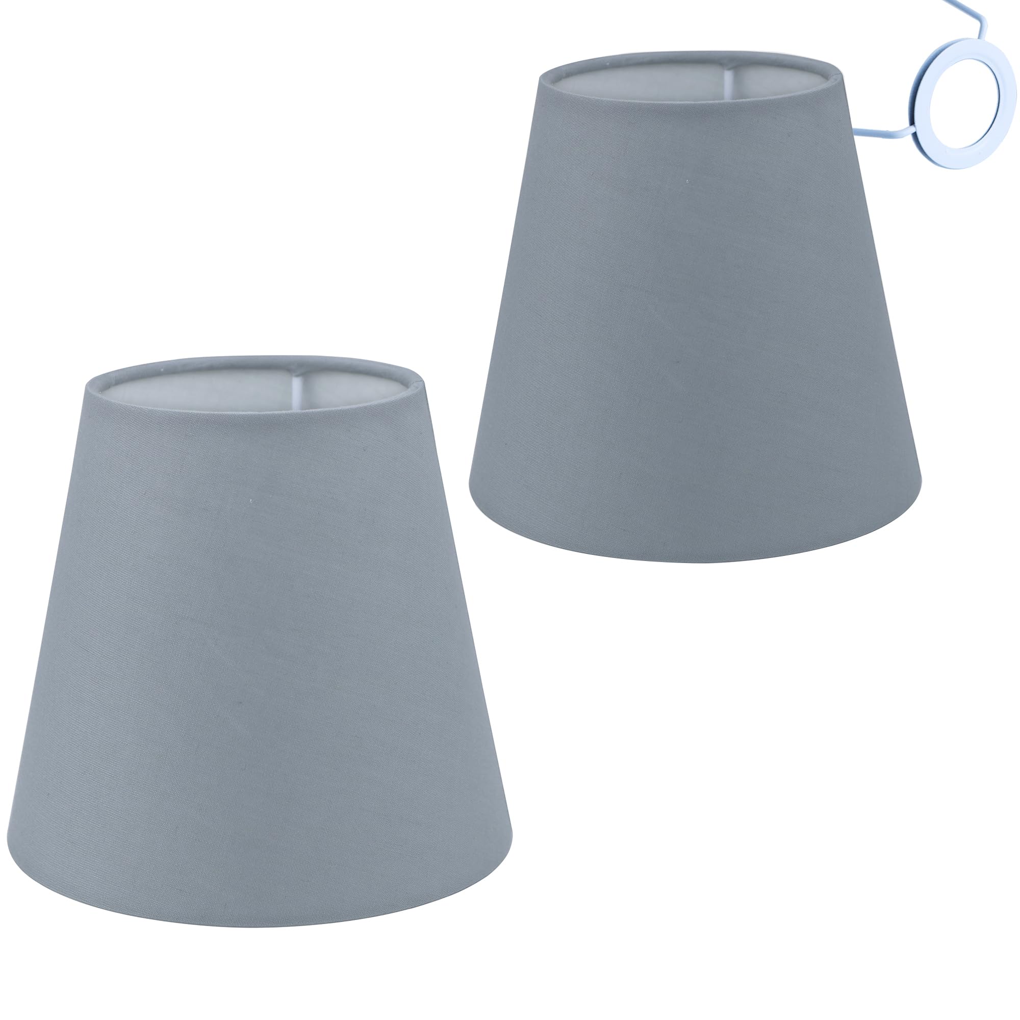 Sinta 2 Pack Lampenschirme Stoff Moderne Ersatz Lichtschirm E14/E27 Ersatzschirm Klein hängelampe für Kerze Kristall Kronleuchter Candle Light Wand Licht Tischleuchte,Grau